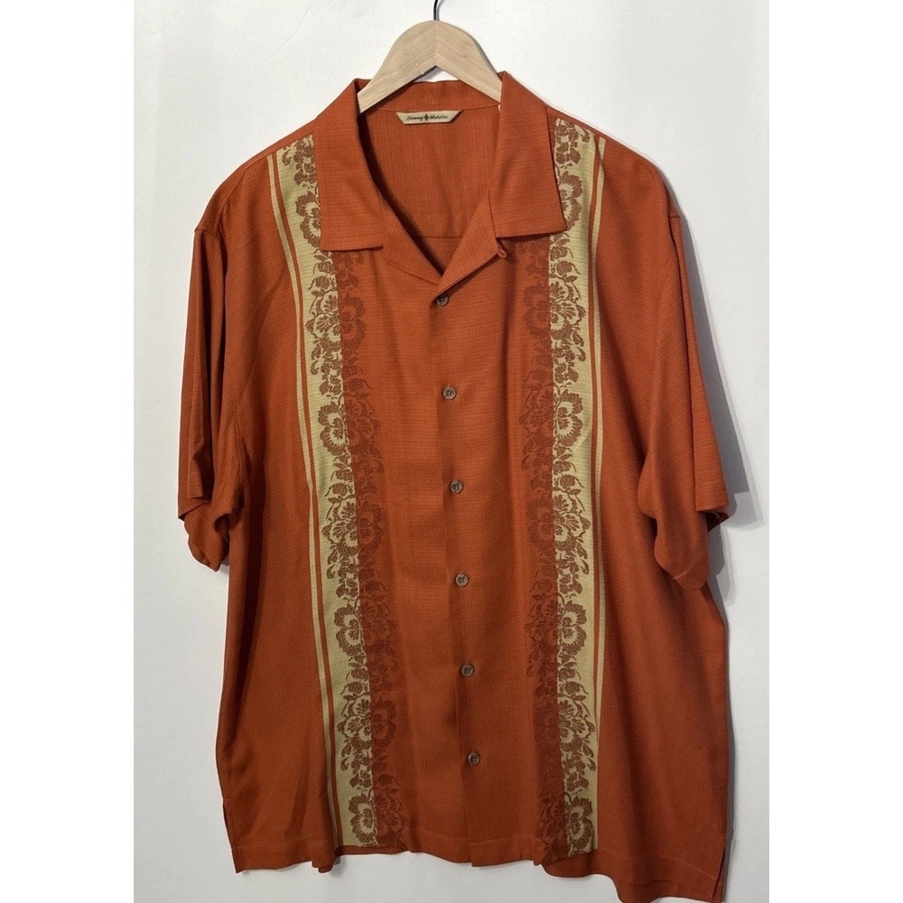 Mens Tommy Bahama‎ Silk Holiday In Paradise Embroidered Camp Shirt Size XL